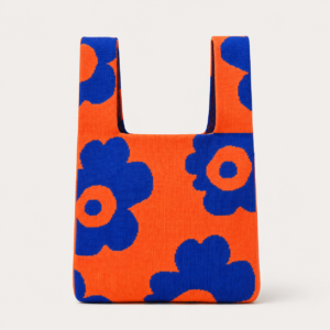 Orange Bold Floral Knitted Bag