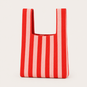 Red & Pink Candy Stripe Knitted Bag