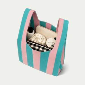 Classic Pink Stripe Knitted Bag